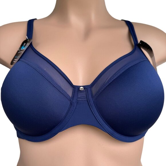 Bali Smoothing Bra DF3439 38B Navy Blue 3-D Spacer Cups Convertible Straps UW - Picture 1 of 15